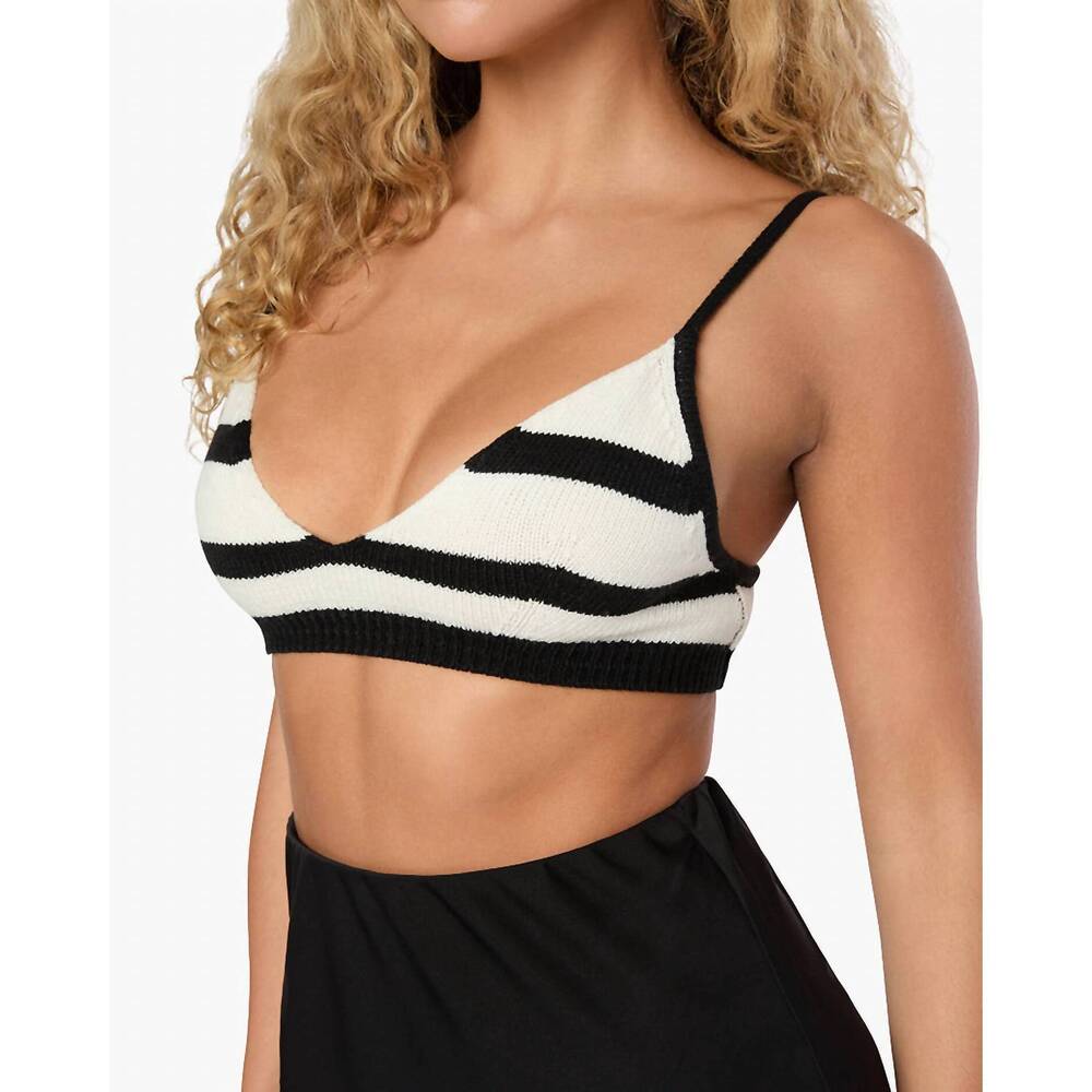 NEW WE WORE WHAT sweater bra top in ivory/black